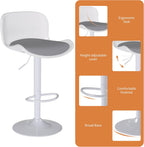 Bar Stool Swivel Chair Height-Adjustable Barstool with Backrest (Set of 3)