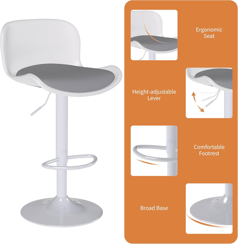 Swivel Bar Stools Backrest Height Adjustable (Set of 3)