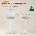 Bar Stool Swivel Chair Height-Adjustable Barstool with Backrest (Set of 3)