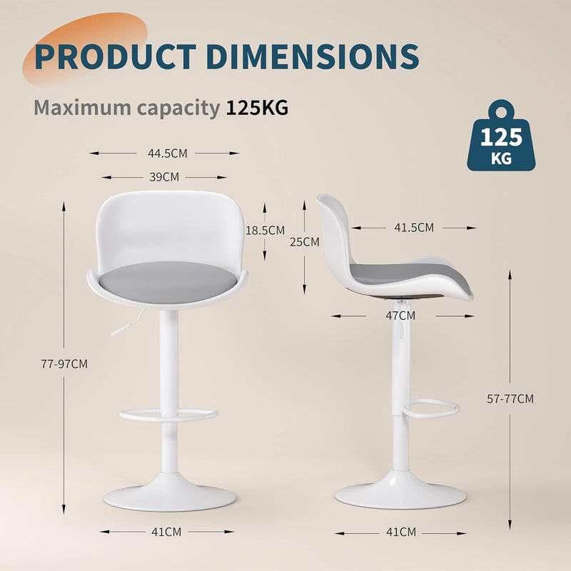 Swivel Bar Stools Backrest Height Adjustable (Set of 3)