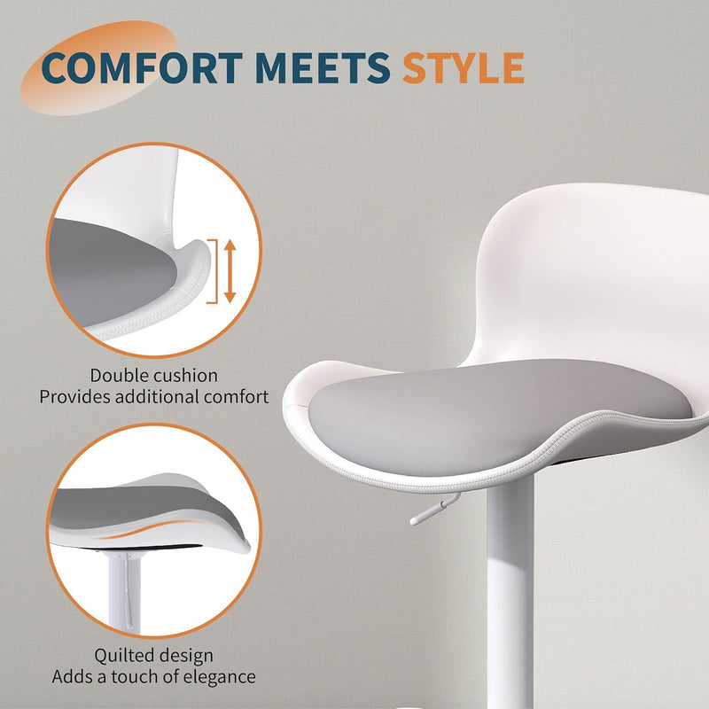 Swivel Bar Stools Backrest Height Adjustable (Set of 3)