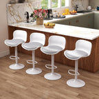Bar Stool Swivel Chair Height-Adjustable Barstool with Backrest (Set of 3)