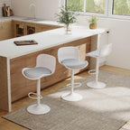 Bar Stool Swivel Chair Height-Adjustable Barstool with Backrest (Set of 3)