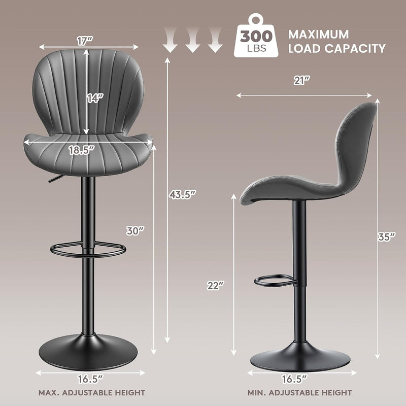 Bar Stools 360degreesswivel Chairs Kitchen Dining (Set of 2)