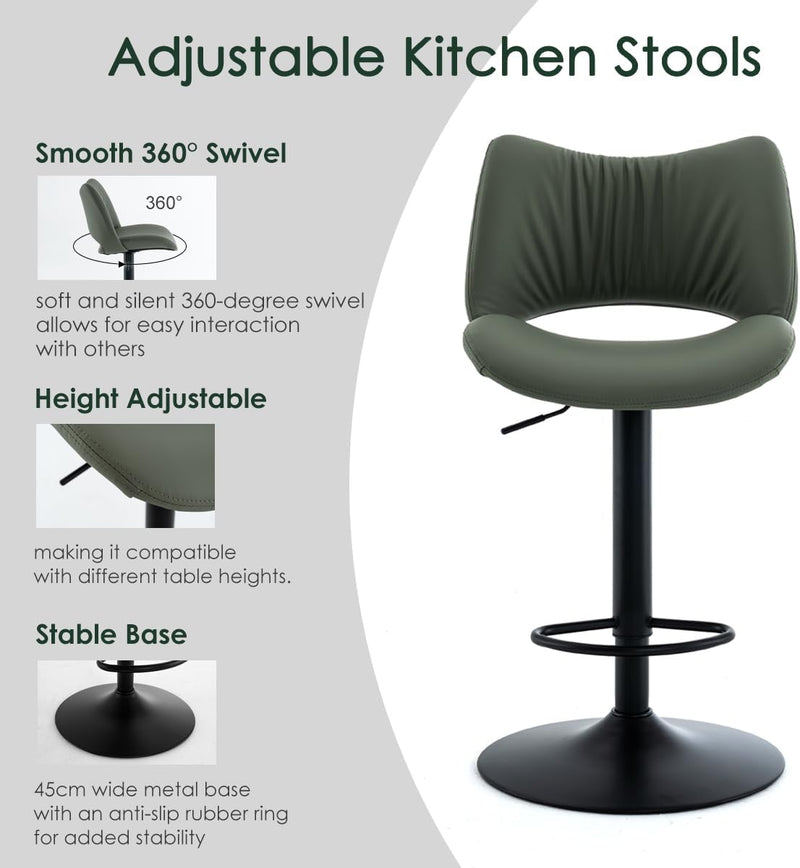 Bar Stools Adjustable Breakfast All Open Back Counter (Set of 2)