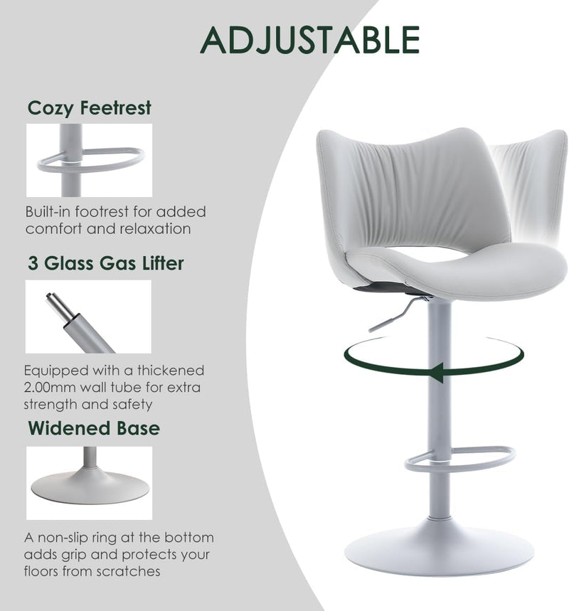 Bar Stools Adjustable Breakfast All Open Back Counter (Set of 2)