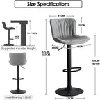 Bar Stools Adjustable Swivel Barstools Faux Leather Wing (Set of 2)