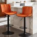 Bar Stools Adjustable Swivel Barstools Faux Leather Wing (Set of 2)