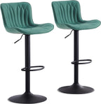 Bar Stools Adjustable Swivel Barstools Faux Leather Wing (Set of 2)