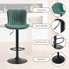 Bar Stools Adjustable Swivel Barstools Faux Leather Wing (Set of 2)