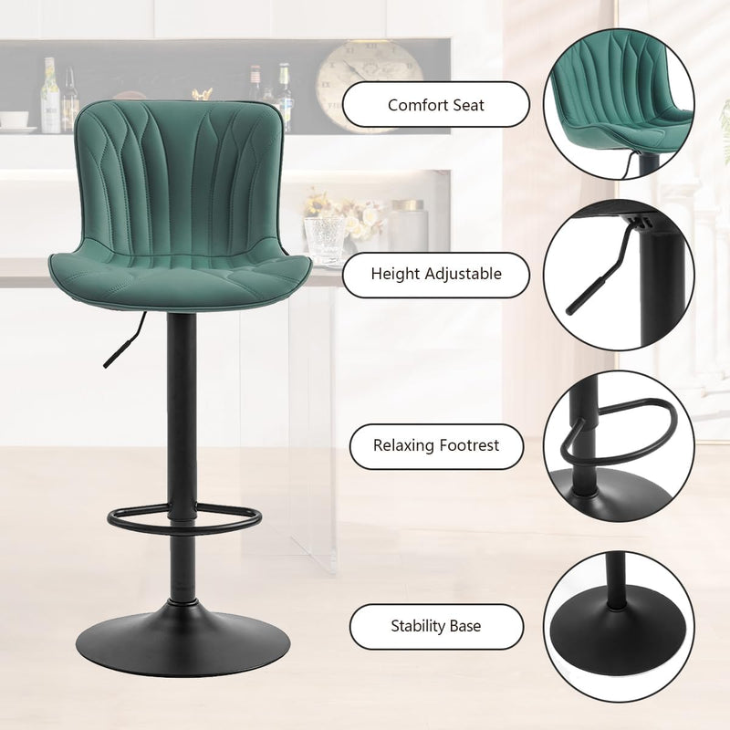Bar Stools Adjustable Swivel Barstools Faux Leather Wing (Set of 2)