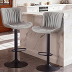 Bar Stools Adjustable Swivel Barstools Faux Leather Wing (Set of 2)