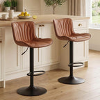 Bar Stools Adjustable Swivel Barstools Faux Leather Wing (Set of 2)
