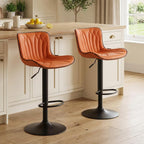 Bar Stools Adjustable Swivel Barstools Faux Leather Wing (Set of 2)
