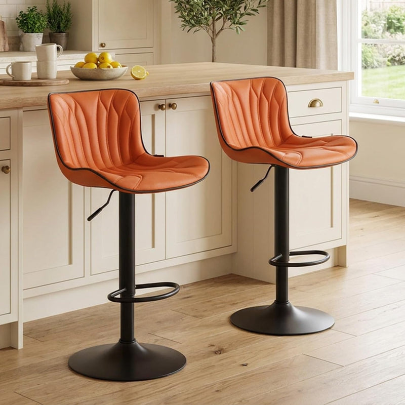 Bar Stools Adjustable Swivel Barstools Faux Leather Wing (Set of 2)