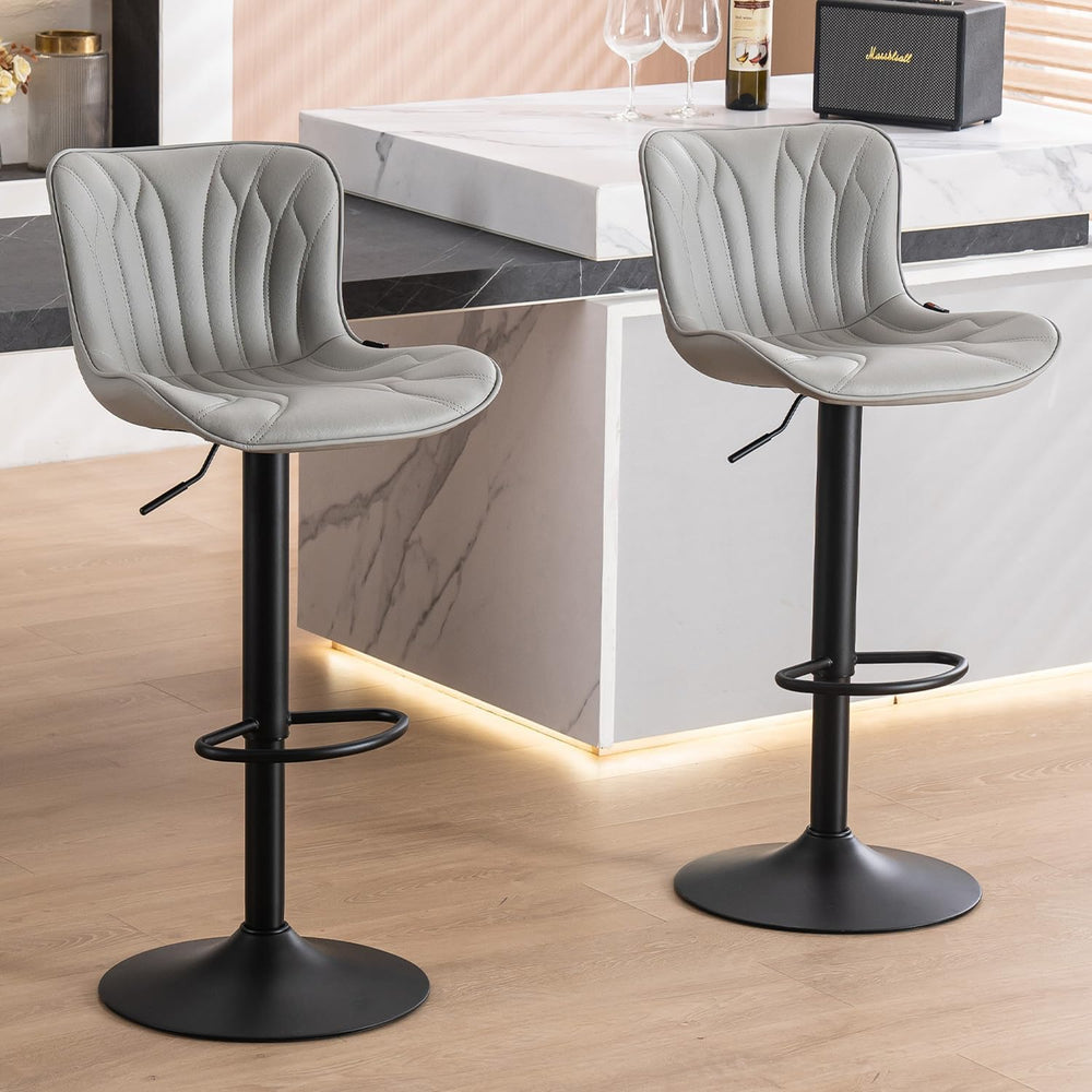 Bar Stools Adjustable Swivel Barstools Faux Leather Wing (Set of 2)
