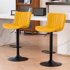 Bar Stools Adjustable Swivel Barstools Faux Leather Wing (Set of 2)