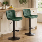 Bar Stools Adjustable Swivel Barstools Faux Leather Wing (Set of 2)