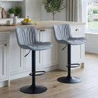 Bar Stools Adjustable Swivel Barstools Faux Leather Wing (Set of 2)
