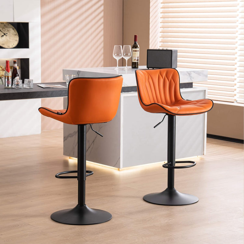 Bar Stools Adjustable Swivel Barstools Faux Leather Wing (Set of 2)