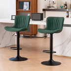 Bar Stools Adjustable Swivel Barstools Faux Leather Wing (Set of 2)