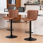 Bar Stools Adjustable Swivel Barstools Faux Leather Wing (Set of 2)