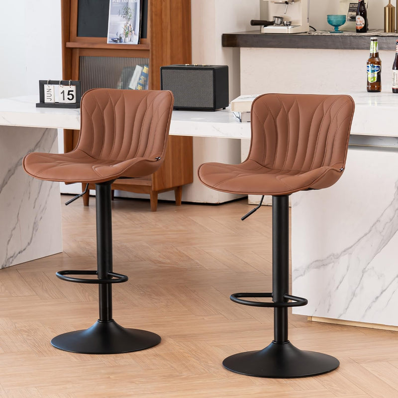 Bar Stools Adjustable Swivel Barstools Faux Leather Wing (Set of 2)