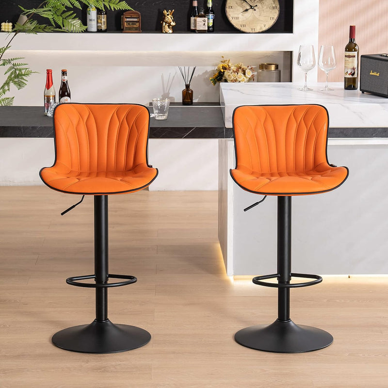 Bar Stools Adjustable Swivel Barstools Faux Leather Wing (Set of 2)