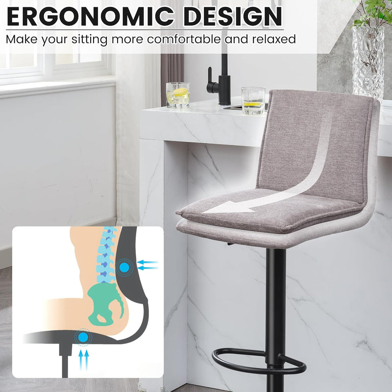 Bar Stools Adjustable Swivel Counter Height Breakfast Barstools (Set of 2)