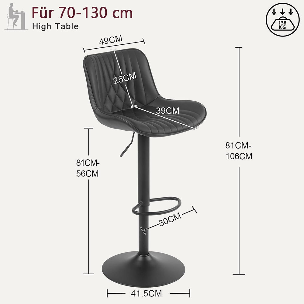 Bar Stools Breakfast Chairs with Back PU Leather