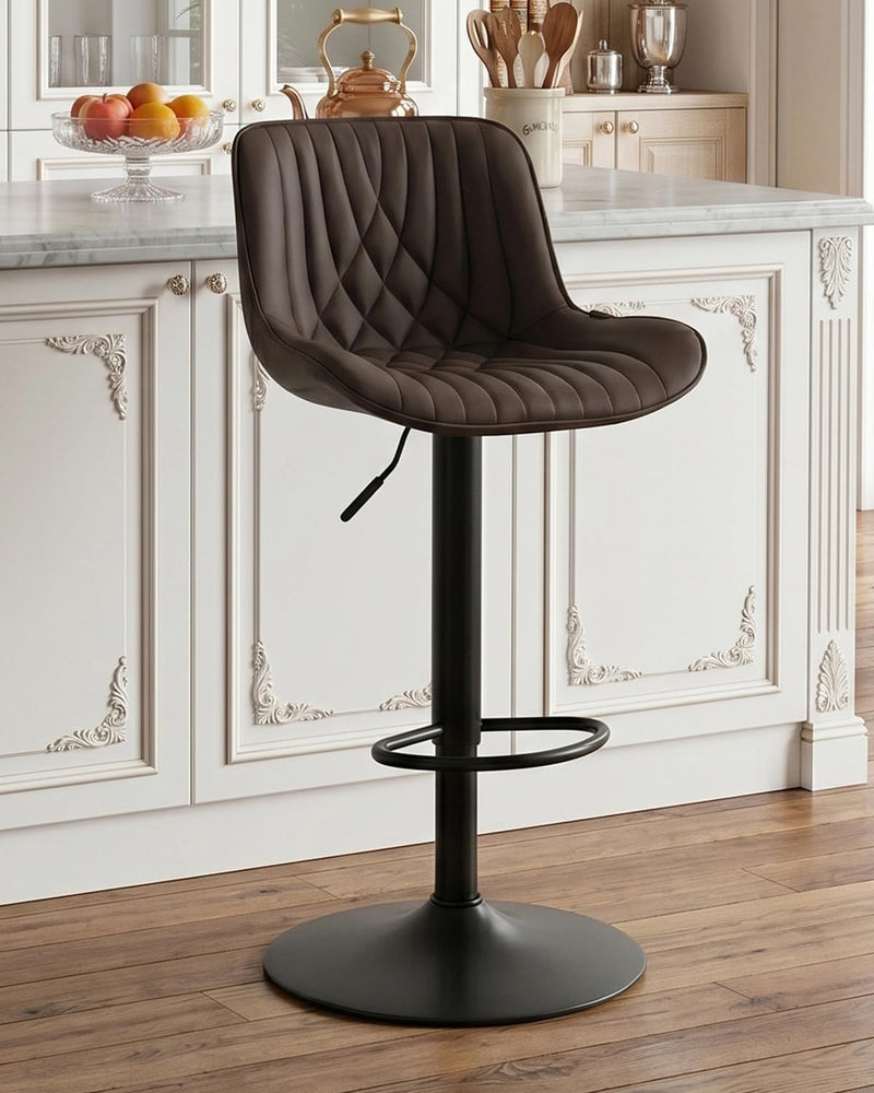 Bar Stools Breakfast Chairs with Back PU Leather