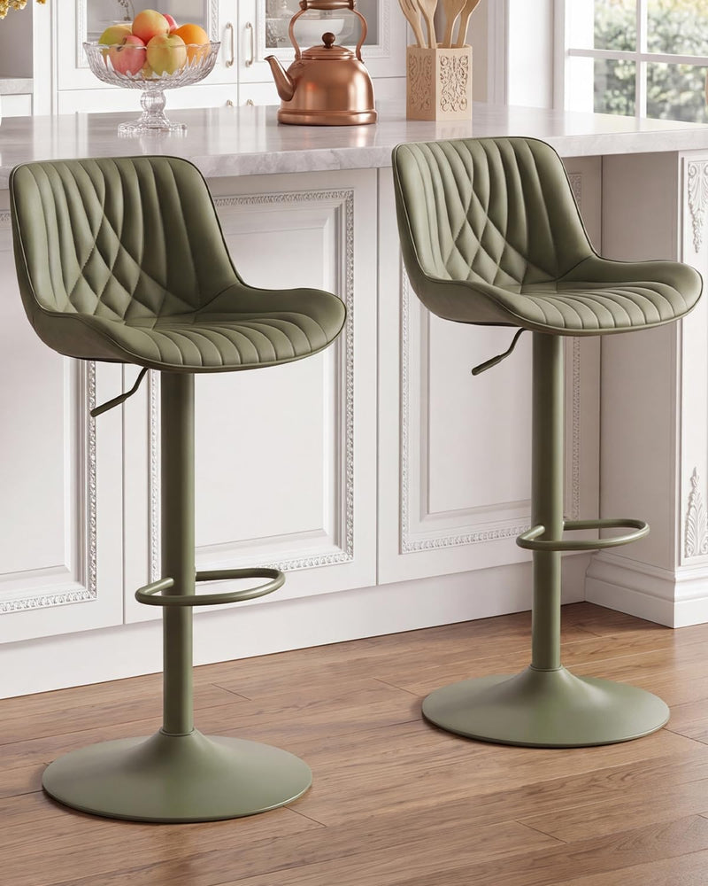 Bar Stools Breakfast Chairs with Back PU Leather