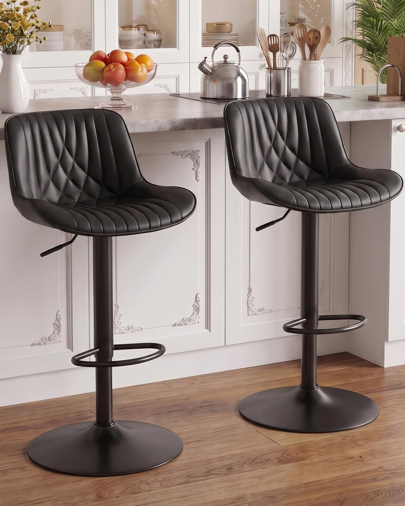 Bar Stools Breakfast Chairs with Back PU Leather