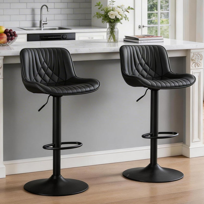 Bar Stools Breakfast Chairs with Back PU Leather