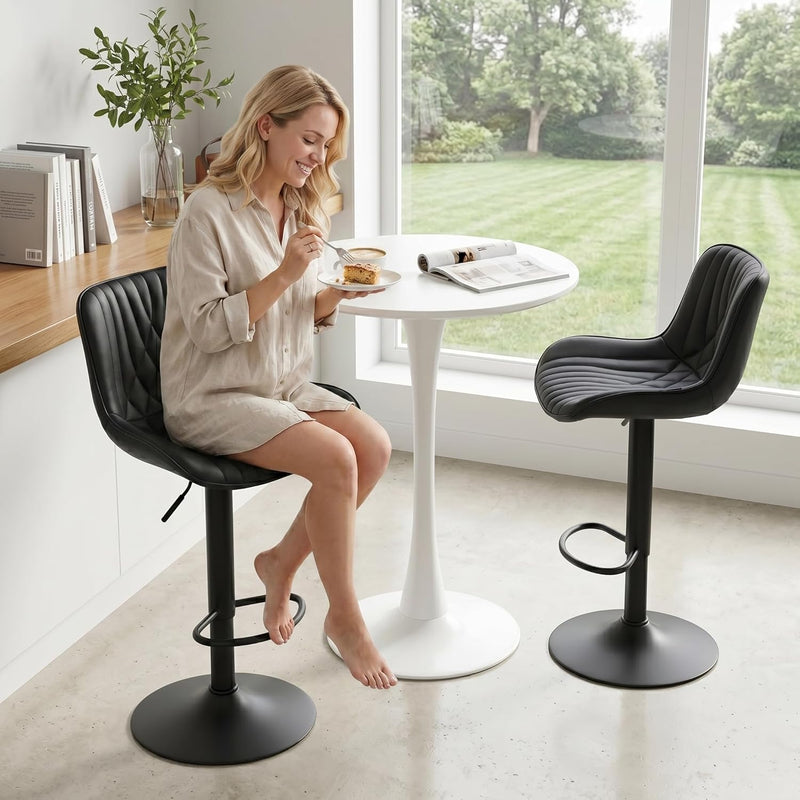 Bar Stools Breakfast Chairs with Back PU Leather
