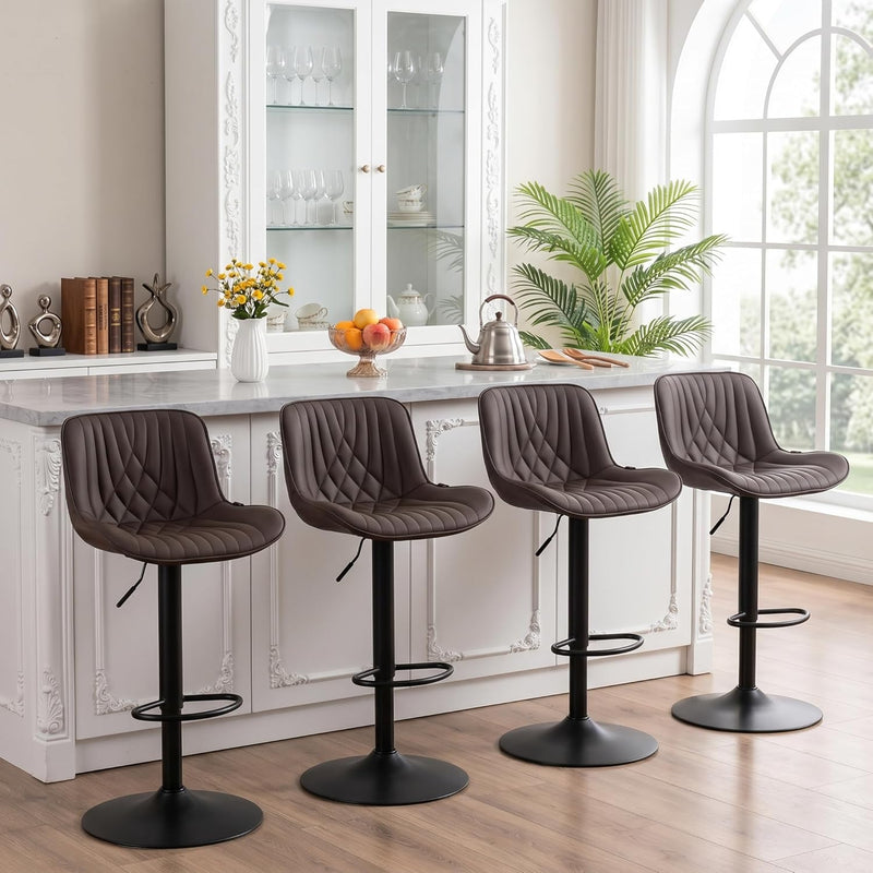Bar Stools Breakfast Chairs with Back PU Leather
