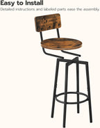 Bar Stools Breakfast Kitchen with Backs and Footrest (Set of 2)