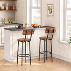 Bar Stools Breakfast Kitchen with Backs and Footrest (Set of 2)