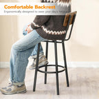 Bar Stools Breakfast Kitchen with Backs and Footrest (Set of 2)