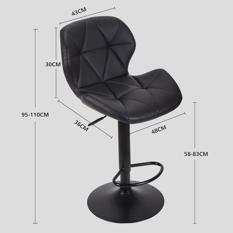 Bar Stools Chairs Modern Height Adjustable Kitchen (Set of 2)