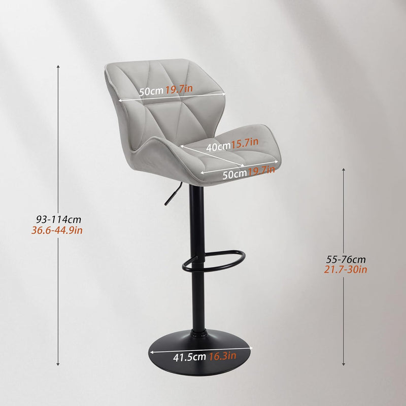 Bar Stools Chairs Modern Height Adjustable Kitchen (Set of 2)