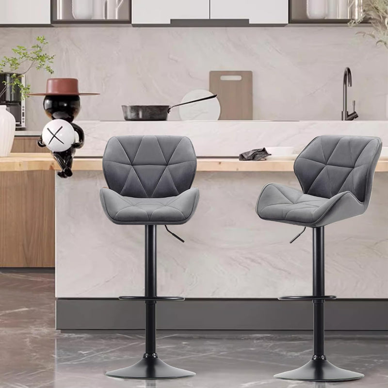 Bar Stools Chairs Modern Height Adjustable Kitchen (Set of 2)