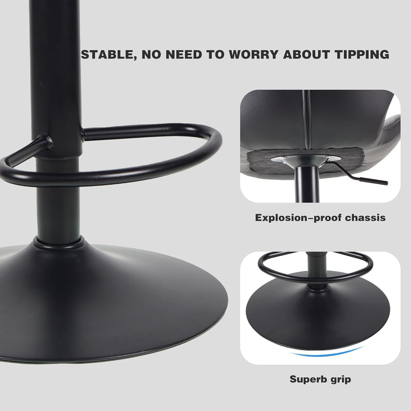 Bar Stools Chairs Modern Height Adjustable Kitchen (Set of 2)