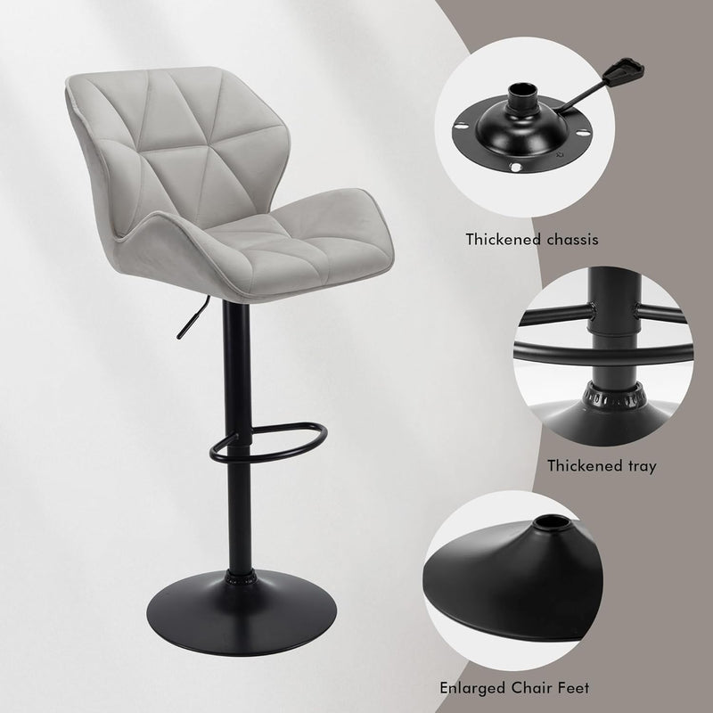Bar Stools Chairs Modern Height Adjustable Kitchen (Set of 2)