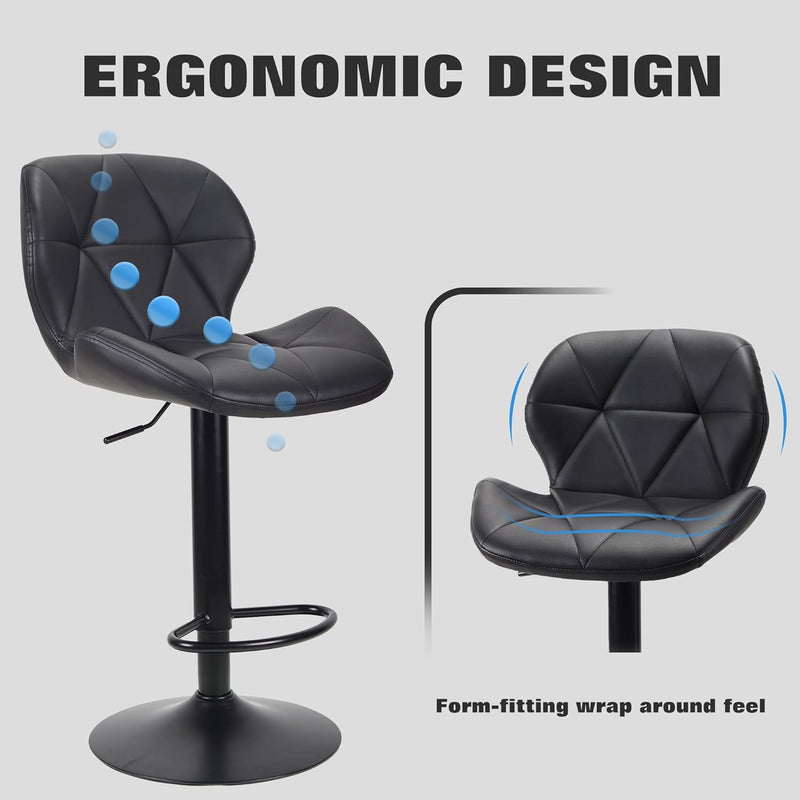 Bar Stools Chairs Modern Height Adjustable Kitchen (Set of 2)