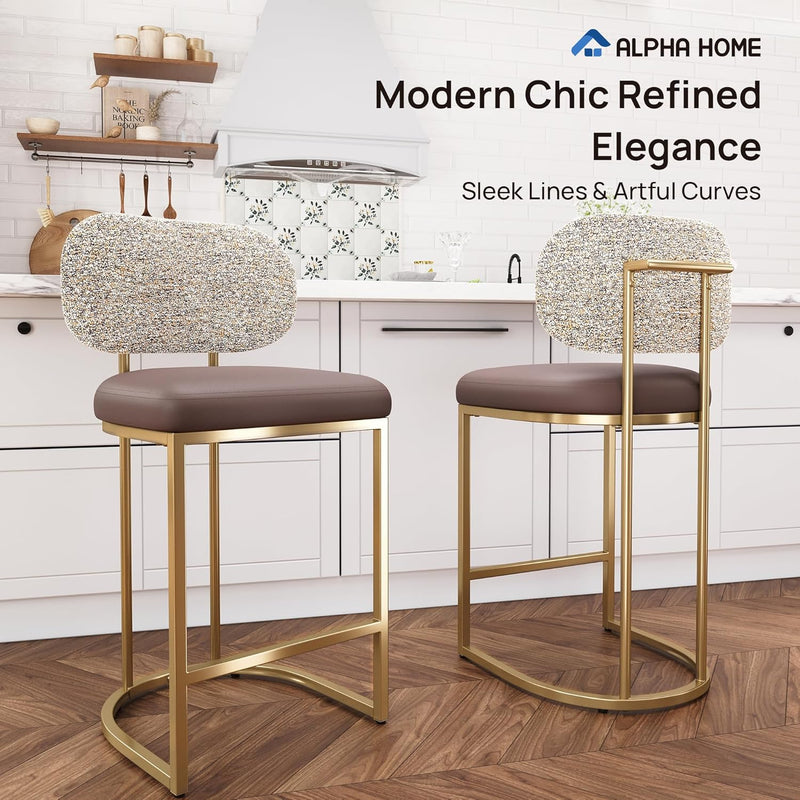 Bar Stools Counter Chairs with Backs and 9 (Set of 2)