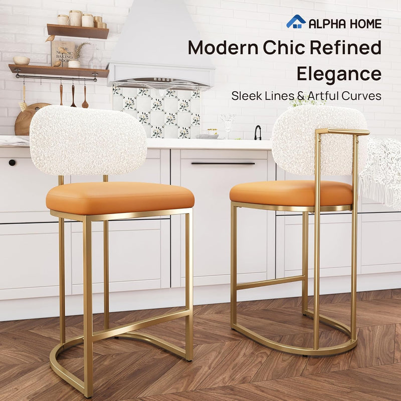 Bar Stools Counter Chairs with Backs and 9 (Set of 2)