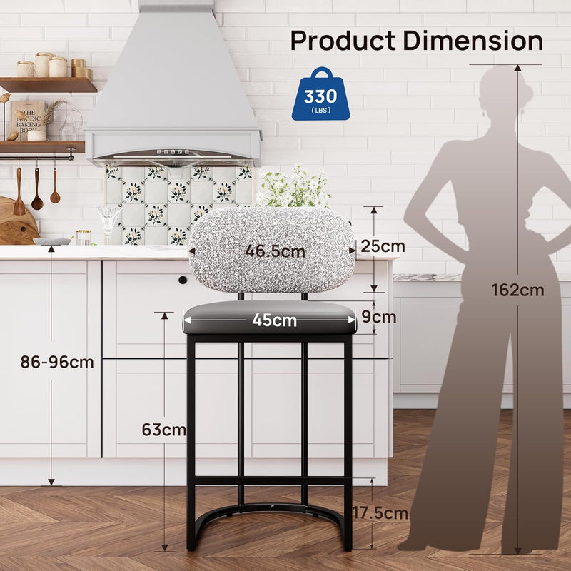 Bar Stools Counter Chairs with Backs and 9 (Set of 2)