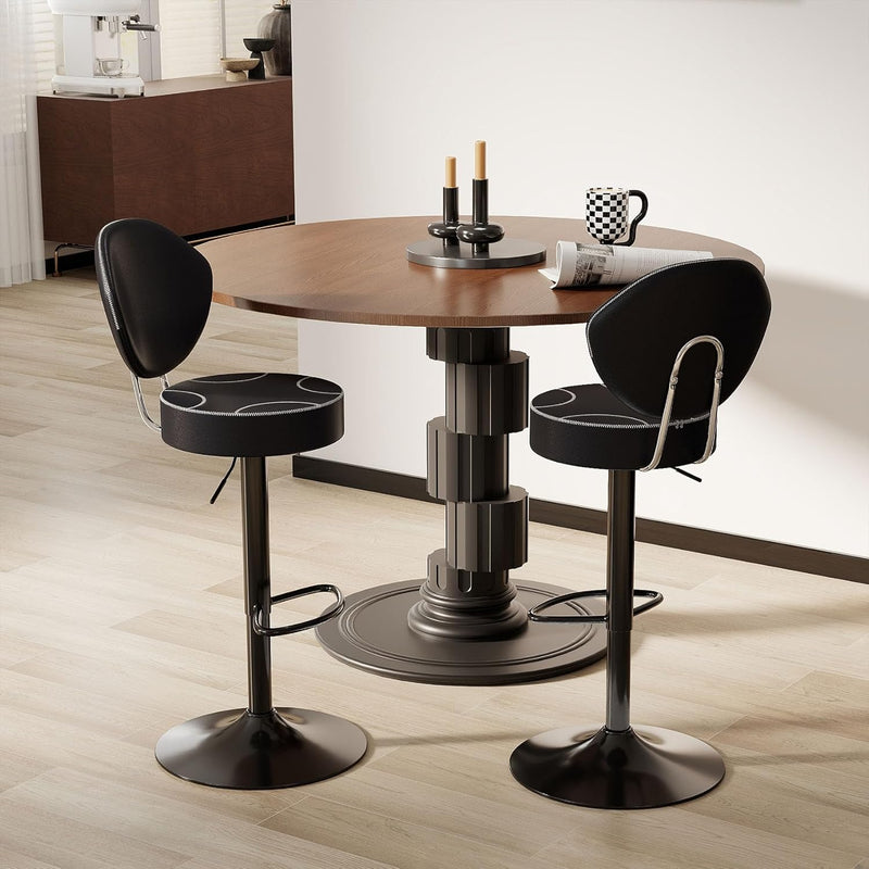 Bar Stools Faux Leather Breakfast (Set of 2)