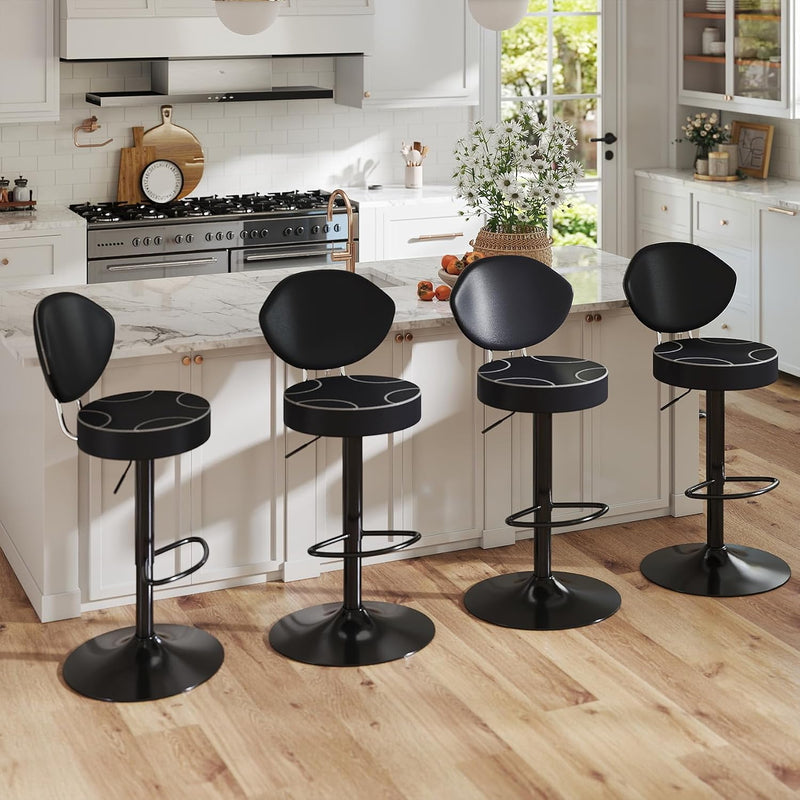 Bar Stools Faux Leather Breakfast (Set of 2)